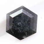 0.76 carat hexagon cut black diamond loose stone with deep fancy color for engagement ring and custom jewelry design