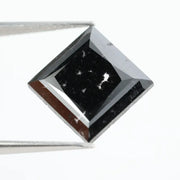 Luxurious square-cut lab-grown black diamond with a stunning, clear polished surface, offering eco-friendly elegance for fine jewelry pieces.