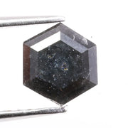 0.76 carat hexagon cut black diamond loose stone with deep fancy color for engagement ring and custom jewelry design