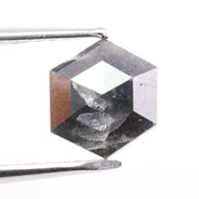 0.76 carat hexagon cut black diamond loose stone with deep fancy color for engagement ring and custom jewelry design