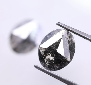 6.12 Carat Natural Pear Shape Salt And Pepper Diamond Pair ( 11.52 X 10.69 ) ( 12.17 X 10.82 )