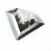 Faceted lab-grown black and white diamond with unique marbled inclusions, perfect for rings, pendants, and ethical jewelry designs.