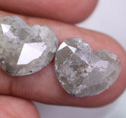 7.58 Ct Two Heart - Shaped Diamond Pair Grey Colored Diamond Salt And Pepper Diamond Use For Jewetly Unique Designer 