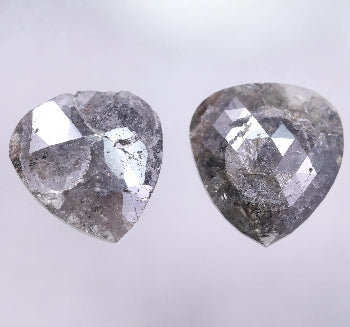 6.12 Carat Natural Pear Shape Salt And Pepper Diamond Pair ( 11.52 X 10.69 ) ( 12.17 X 10.82 )
