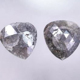 6.12 Carat Natural Pear Shape Salt And Pepper Diamond Pair ( 11.52 X 10.69 ) ( 12.17 X 10.82 )
