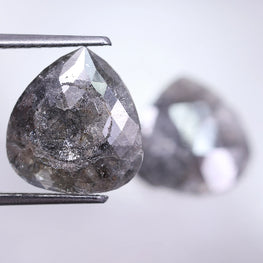 6.12 Carat Natural Pear Shape Salt And Pepper Diamond Pair ( 11.52 X 10.69 ) ( 12.17 X 10.82 )