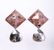 4.97 Ct Pear & Asscher Cut Diamond Salt And Pepper Diamond Use For Jewerly Brown & Black Colored Diamond Pair