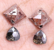 4.97 Ct Pear & Asscher Cut Diamond Salt And Pepper Diamond Use For Jewerly Brown & Black Colored Diamond Pair