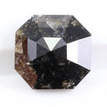 1.62 Ct Asscher cut black diamond loose stone with deep dark tone and step facets for luxury engagement jewelry