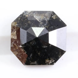 1.62 Ct Asscher cut black diamond loose stone with deep dark tone and step facets for luxury engagement jewelry