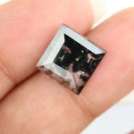 Square-cut black lab-grown diamond with polished facets, ideal for ethical jewelry, engagement rings, and custom luxury designs