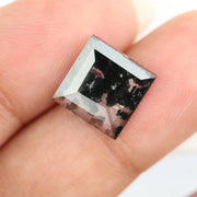 Square-cut black lab-grown diamond with polished facets, ideal for ethical jewelry, engagement rings, and custom luxury designs