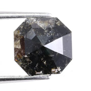 1.62 Ct Asscher cut black diamond loose stone with deep dark tone and step facets for luxury engagement jewelry