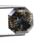 1.62 Ct Asscher cut black diamond loose stone with deep dark tone and step facets for luxury engagement jewelry