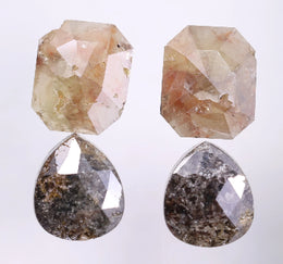 2.11 Ct Asscher & Pear Cut Diamond Salt And Pepper Diamond Use For Jewerly Earrings Yellow & Brown Cut Diamond Unique Diamond 