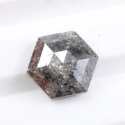 Classic hexagon cut black natural diamond loose stone for solitaire ring, unique geometric black diamond gemstone for custom jewelry design.