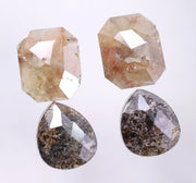 2.11 Ct Asscher & Pear Cut Diamond Salt And Pepper Diamond Use For Jewerly Earrings Yellow & Brown Cut Diamond Unique Diamond 