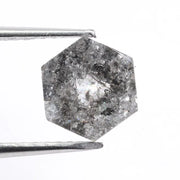 Classic hexagon cut black natural diamond loose stone for solitaire ring, unique geometric black diamond gemstone for custom jewelry design.