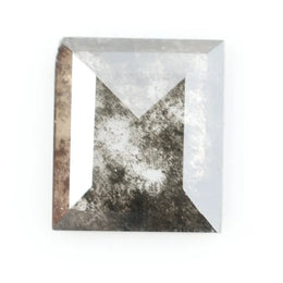Square emerald-cut lab-grown salt and pepper diamond with natural black and gray inclusions, ethically sourced, unique designer gemstone for engagement rings or statement jewelry
