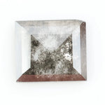 Square emerald-cut lab-grown salt and pepper diamond with natural black and gray inclusions, ethically sourced, unique designer gemstone for engagement rings or statement jewelry