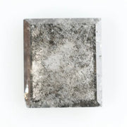 Square emerald-cut lab-grown salt and pepper diamond with natural black and gray inclusions, ethically sourced, unique designer gemstone for engagement rings or statement jewelry