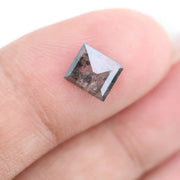 Square emerald-cut lab-grown salt and pepper diamond with natural black and gray inclusions, ethically sourced, unique designer gemstone for engagement rings or statement jewelry