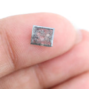 Square emerald-cut lab-grown salt and pepper diamond with natural black and gray inclusions, ethically sourced, unique designer gemstone for engagement rings or statement jewelry