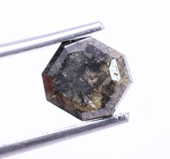 1.90 Carat Natural Black Yellow Salt and Pepper Octagonal Shape Diamond ( 7.09*6.72*4.02 )