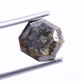 1.90 Carat Natural Black Yellow Salt and Pepper Octagonal Shape Diamond ( 7.09*6.72*4.02 )
