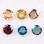 Set of six round rose cut lab grown diamonds in yellow, champagne, blue and red fancy colors, flat cut loose stones for custom jewelry making.