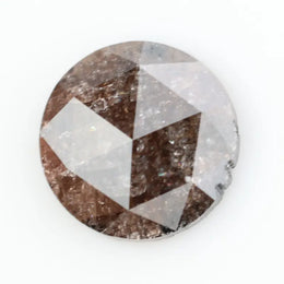 Close-up of a premium round cut brown lab-grown diamond with sparkling facets, showcasing eco-friendly, conflict-free quality and unique natural-like inclusions.