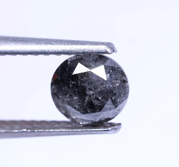 0.81 Carat Natural Black Color Round Shape Salt And Pepper Diamond