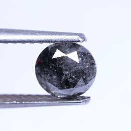 0.81 Carat Natural Black Color Round Shape Salt And Pepper Diamond