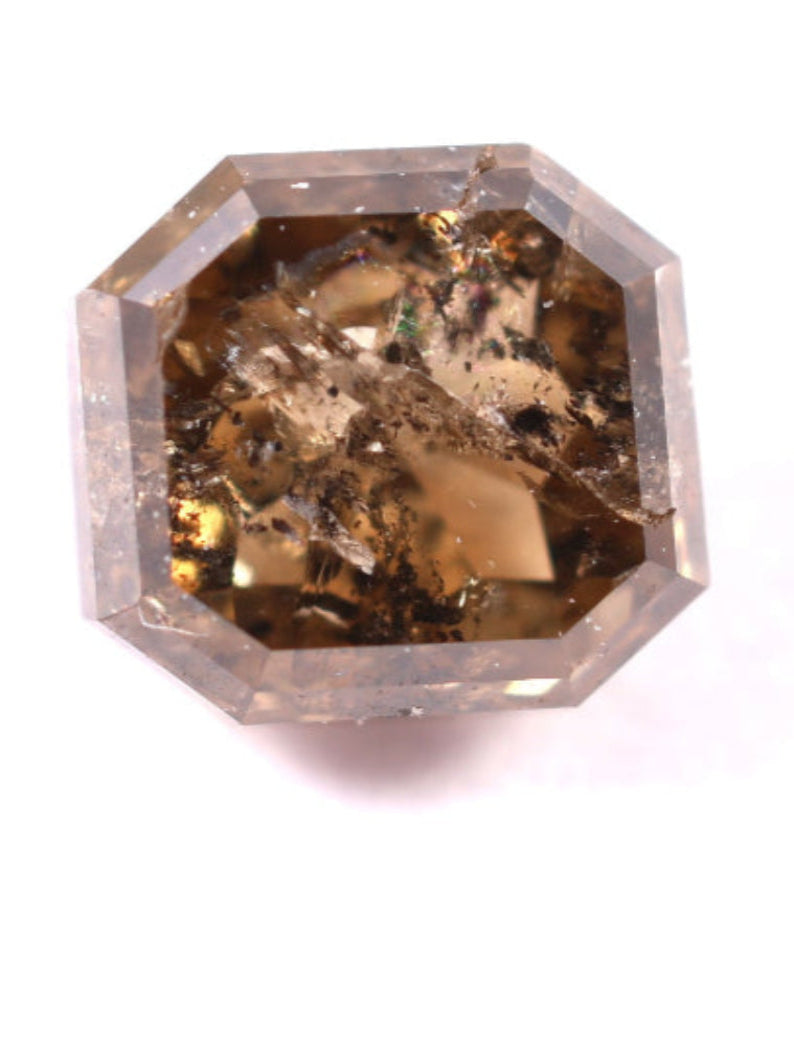0.385 CT Asscher Cut Brown Earth Mined Fancy Natural Diamond