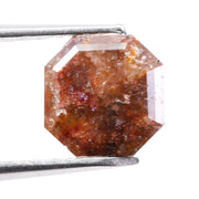 1.61 Ct Asscher cut brown diamond loose stone with step facets and rich warm color sparkle