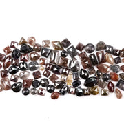 Natural rose cut diamonds in mixed shapes and colors – brown, grey & black, perfect for handmade jewelry