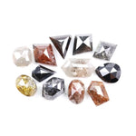 4.38 Ct Natural Mixed Shape Rose Cut Diamonds – Grey, Black, Brown Rustic Loose Stones for Jewelry