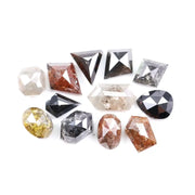4.38 Ct Natural Mixed Shape Rose Cut Diamonds – Grey, Black, Brown Rustic Loose Stones for Jewelry