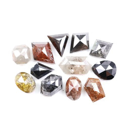 4.38 Ct Natural Mixed Shape Rose Cut Diamonds – Grey, Black, Brown Rustic Loose Stones for Jewelry