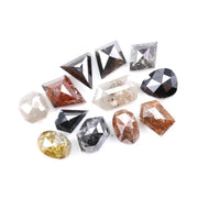 4.38 Ct Natural Mixed Shape Rose Cut Diamonds – Grey, Black, Brown Rustic Loose Stones for Jewelry