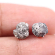 Gray Stud Diamond Matching rough gray diamond pair with natural uncut crystal texture