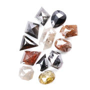 4.38 Ct Natural Mixed Shape Rose Cut Diamonds – Grey, Black, Brown Rustic Loose Stones for Jewelry