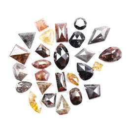 8.17 Ct Natural Fancy Shape Loose Diamond Lot with Triangle, Pear, Kite & Rose Cut Mixed Color Rustic Diamonds