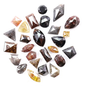 8.17 Ct Natural Fancy Shape Loose Diamond Lot with Triangle, Pear, Kite & Rose Cut Mixed Color Rustic Diamonds