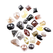 6.48 Ct fancy natural diamond lot with mix shapes and rustic rose cut diamonds, conflict-free loose stones for rings and earrings
