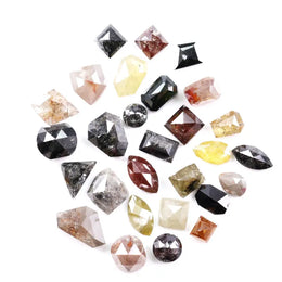 6.48 Ct fancy natural diamond lot with mix shapes and rustic rose cut diamonds, conflict-free loose stones for rings and earrings