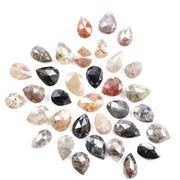 10.76 Ct natural multicolor rustic pear diamond lot with grey, black, brown and yellow loose diamonds for custom jewelry design