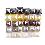 9.46 Ct natural mixed color diamond lot with square rose cut black, yellow, brown and grey loose diamonds for jewelry making