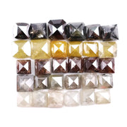 9.46 Ct natural mixed color diamond lot with square rose cut black, yellow, brown and grey loose diamonds for jewelry making