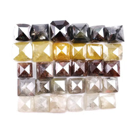 9.46 Ct natural mixed color diamond lot with square rose cut black, yellow, brown and grey loose diamonds for jewelry making